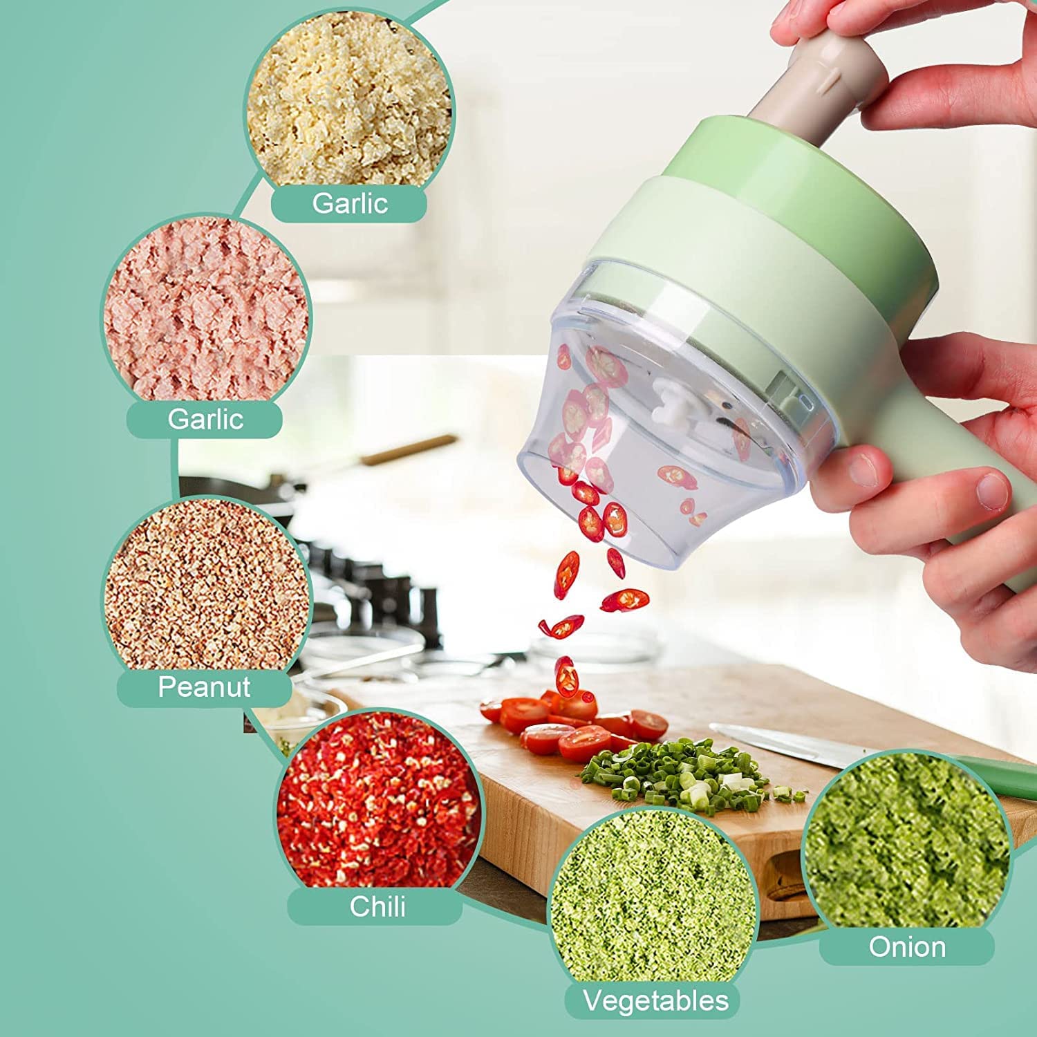 4 in 1 Portable Vegetable Chopper & Cutter