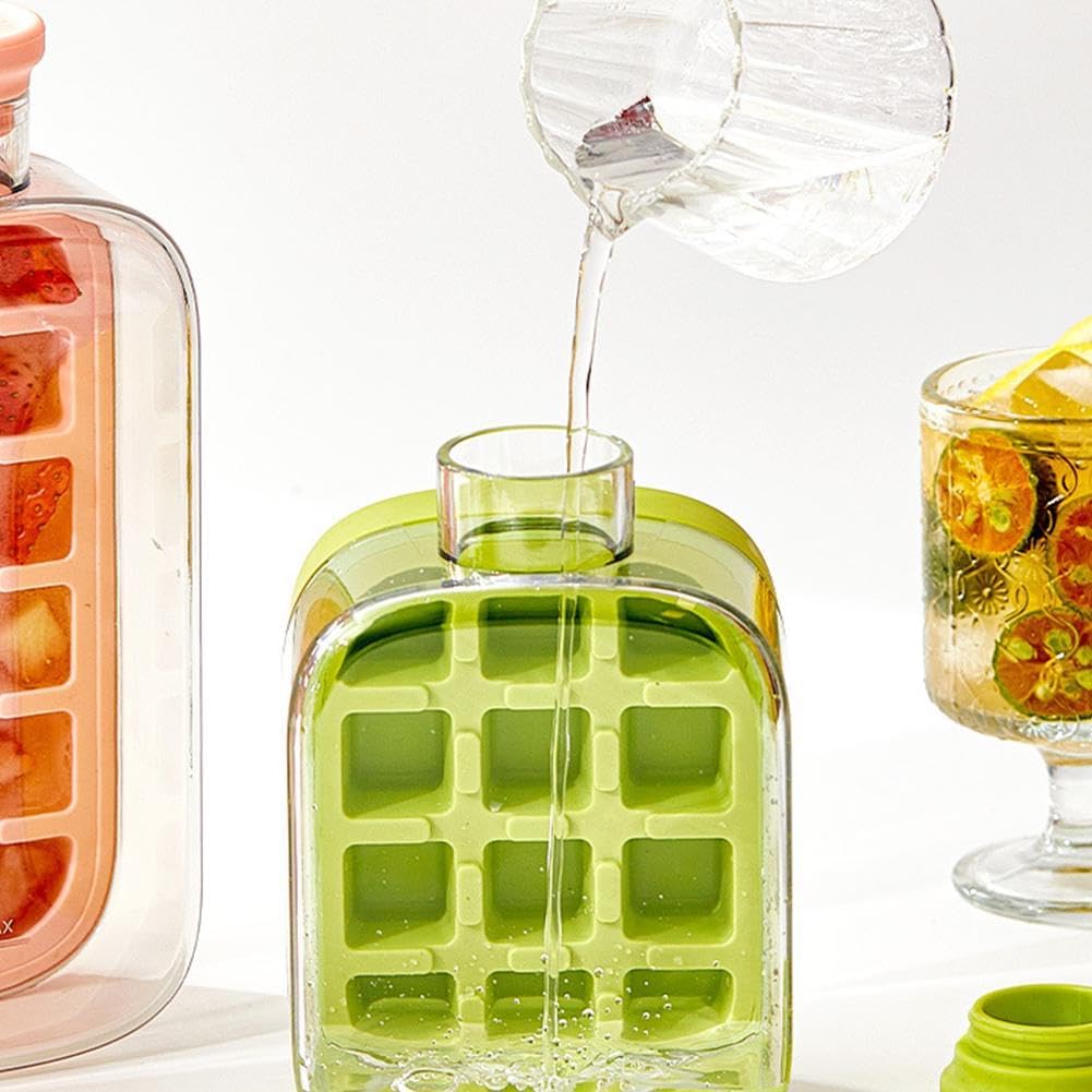 Ice Cube Water Bottle with Straw